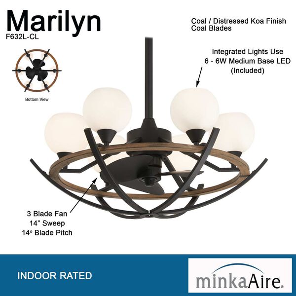 Marilyn Coal 30-Inch LED Ceiling Fan, image 3