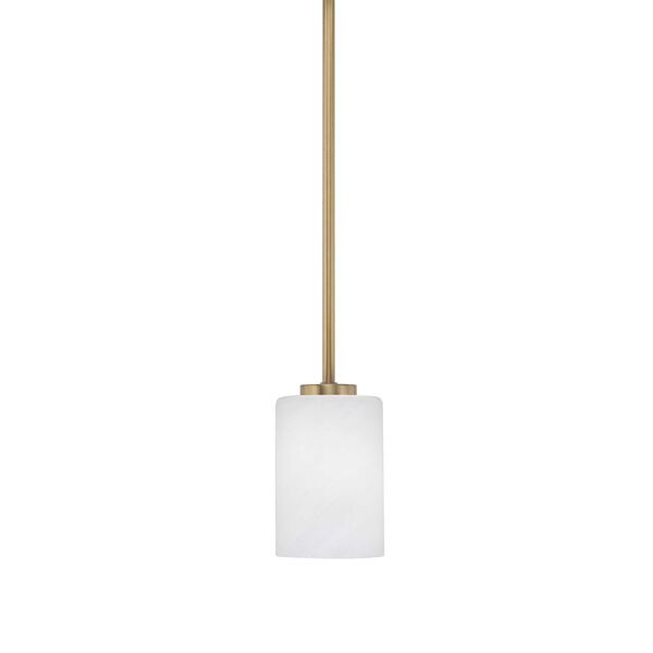 Atlas New Age Brass One-Light Mini Pendant with Four-Inch White Marble Glass, image 1