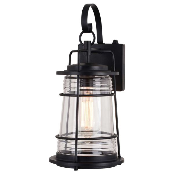 Montauk Textured Black One-Light Outdoor Wall Lantern with Clear Glass, image 1