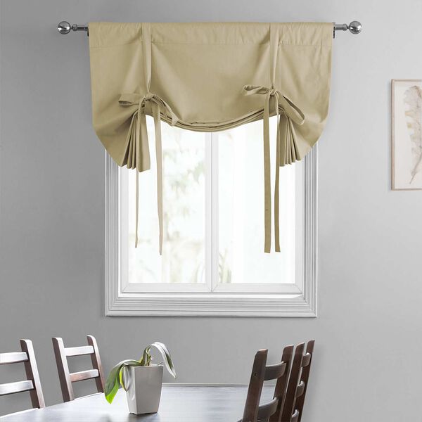 Shaker Beige Solid Cotton Tie-Up Window Shade Single Panel, image 4