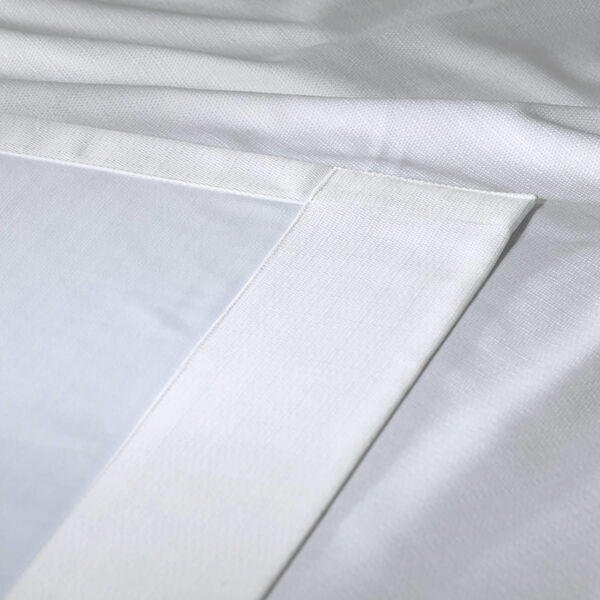 White Italian Textured Faux Linen Hotel Blackout Grommet Curtain Single Panel, image 4