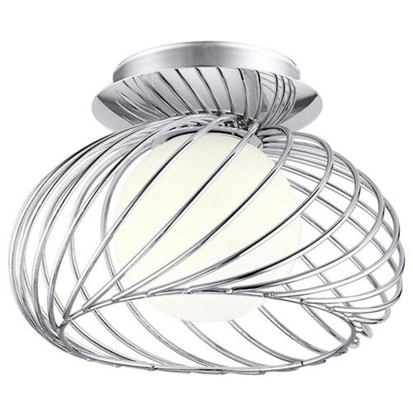 Thebe Chrome One-Light Semi Flush Mount with Opal Frosted Glass, image 1