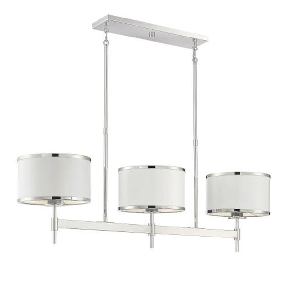 Bryant White and Polished Nickel Three-Light Chandelier, image 1
