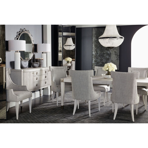 Domaine Blanc Dove White and Tarnished Nickel 89-Inch Dining Table, image 7