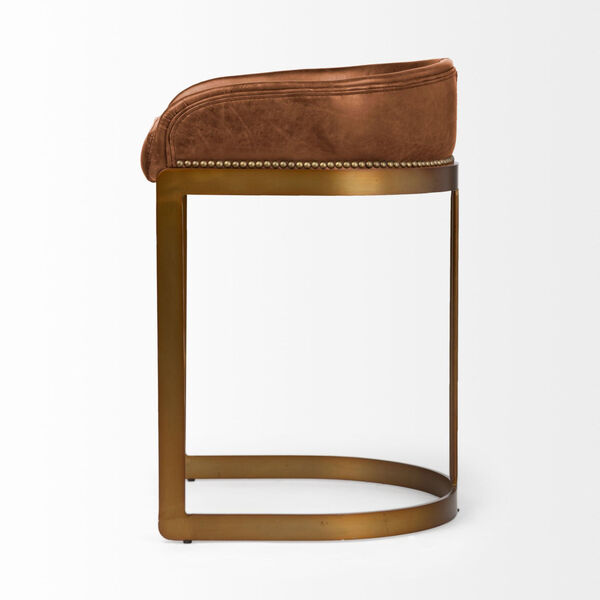 Hollyfield Brown and Gold Leather Seat Counter Height Stool, image 3