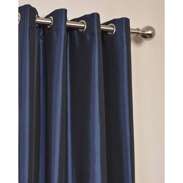 Navy Blue Grommet Blackout Faux Silk Taffeta Single Panel Curtain 50 x 120, image 2