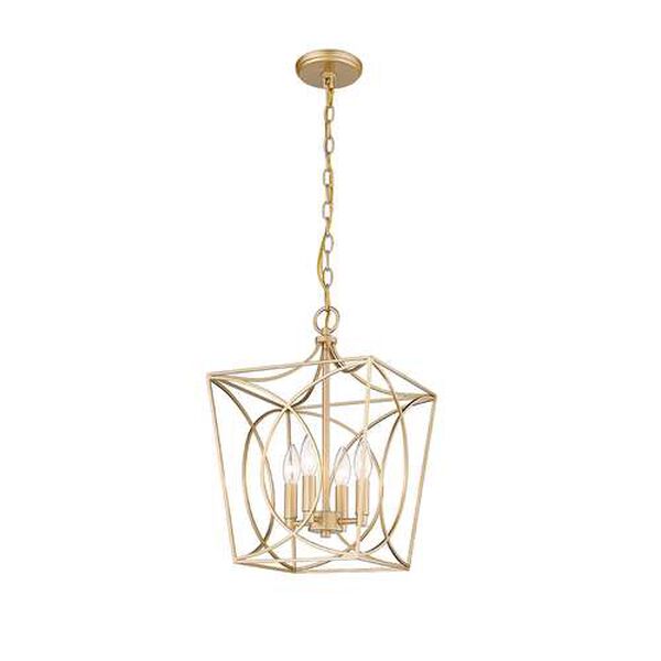 Tracy Painted Modern Gold 12-Inch Four-Light Pendant Light, image 3