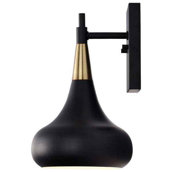 Phoenix Matte Black and Burnished Brass One-Light Wall Sconce, image 4