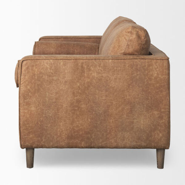 Loretta Cognac Brown Three Seater Sofa with Two Bolster Cushion, image 3