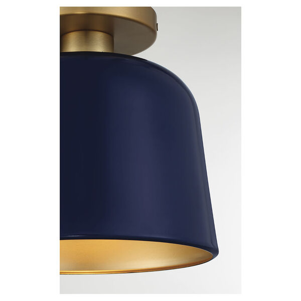 Chelsea Navy Blue and Natural Brass One-Light Semi-Flush Mount, image 5