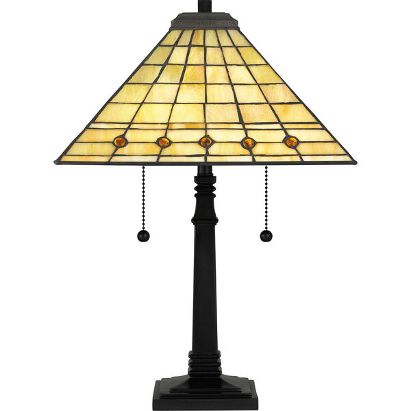 Braden Matte Black Two-Light Tiffany Table Lamp, image 5
