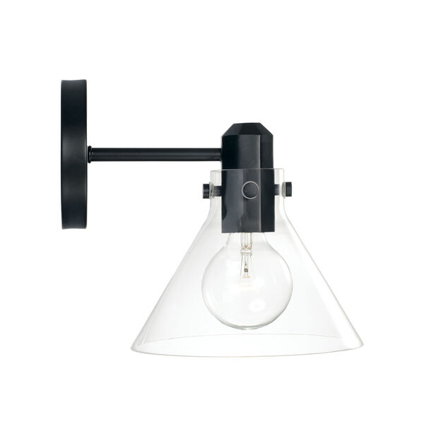 Greer Matte Black One-Light Sconce with Clear Glass, image 5