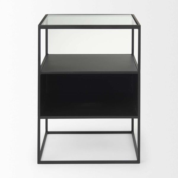 Samson Matte Black Metal and Glass Side Table, image 2