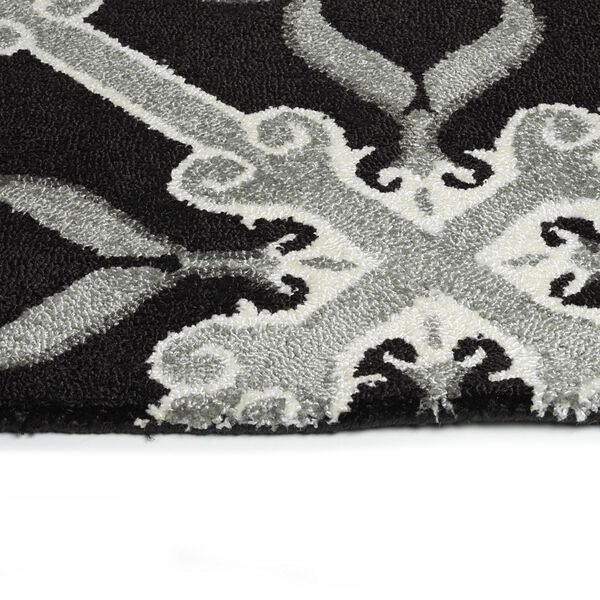Peranakan Tile Black and Silver Indoor/Outdoor Rug, image 3