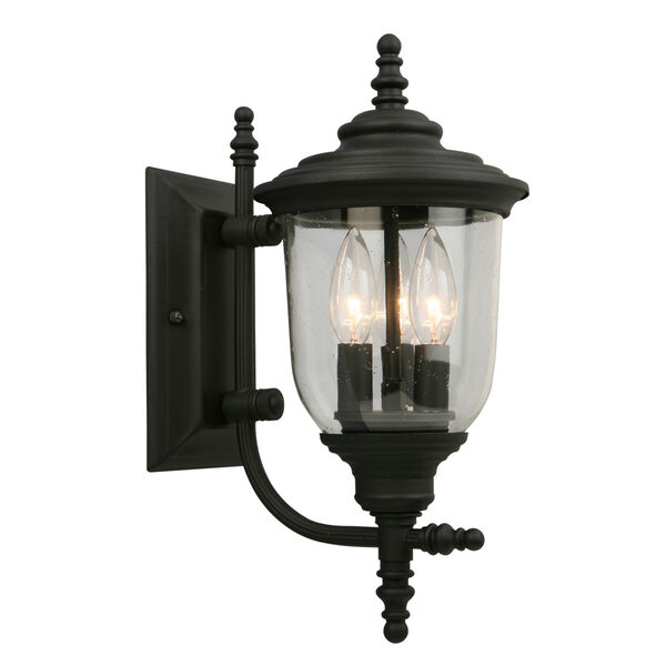 Pinedale Matte Black Seven-Inch Three-Light Outdoor Wall Sconce, image 1
