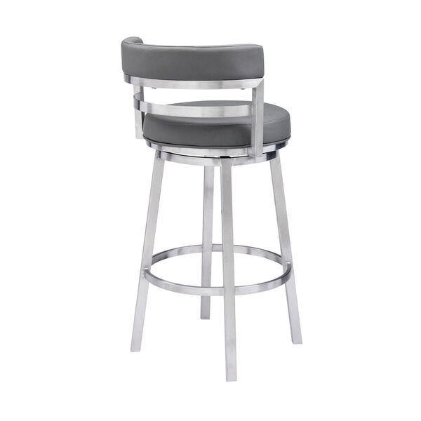 Madrid Gray and Stainless Steel 30-Inch Bar Stool, image 3
