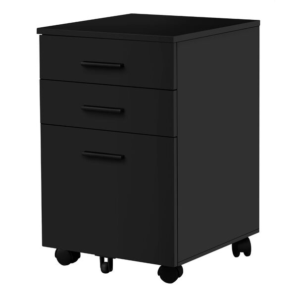 Black Filing Cabinet with Three Drawers on Castors, image 1