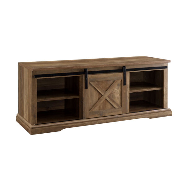 Barnwood and Black Sliding Door Entry Bench with Storage, image 5
