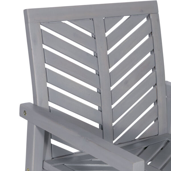 Gray Wash 25-Inch Outdoor Chevron Bench, Set of 2, image 4