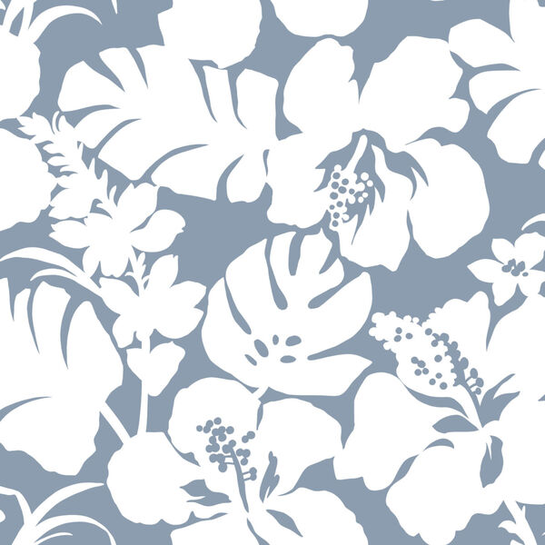 Waters Edge Blue Hibiscus Arboretum Pre Pasted Wallpaper - SAMPLE SWATCH ONLY, image 2