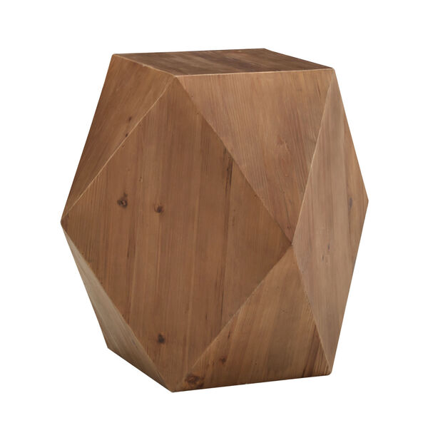 Swanson Reclaimed Light Wood Geometric End Table, image 1