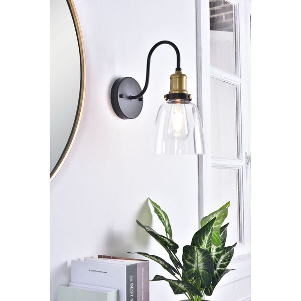 Felicity Brass and Black Six-Inch One-Light Wall Sconce, image 2