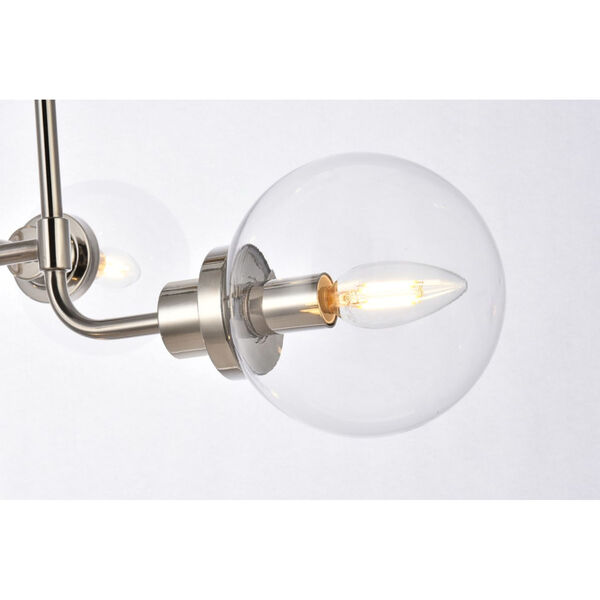 Hanson Polished Nickel and Clear Shade Eight-Light Pendant, image 5
