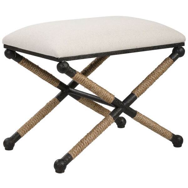 Firth Brown, White and Black 24-Inch Small Bench, image 3