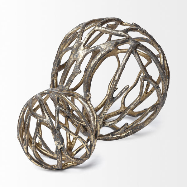 Sphaira Noir II Gold Large Cast Aluminum Decorative Tree Branch Orb Decorative Object, image 3
