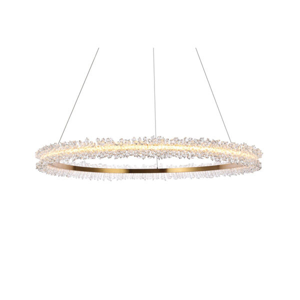 Laurel Gold 34-Inch LED Chandelier with Royal Cut Clear Crystal, image 3
