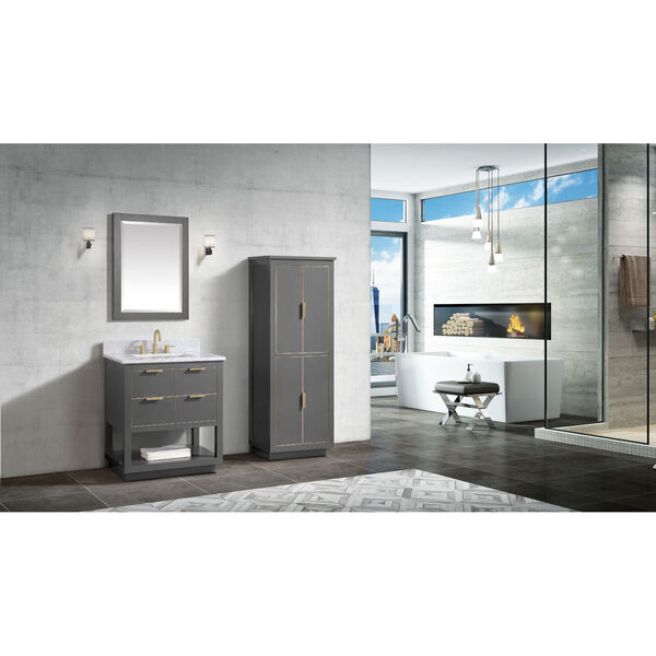 Allie 30-Inch Twilight Gray Matte Gold Vanity Only, image 4