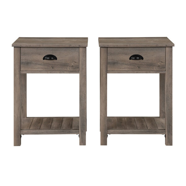 Gray Wash Single Drawer Side Table, Set of Two, image 5