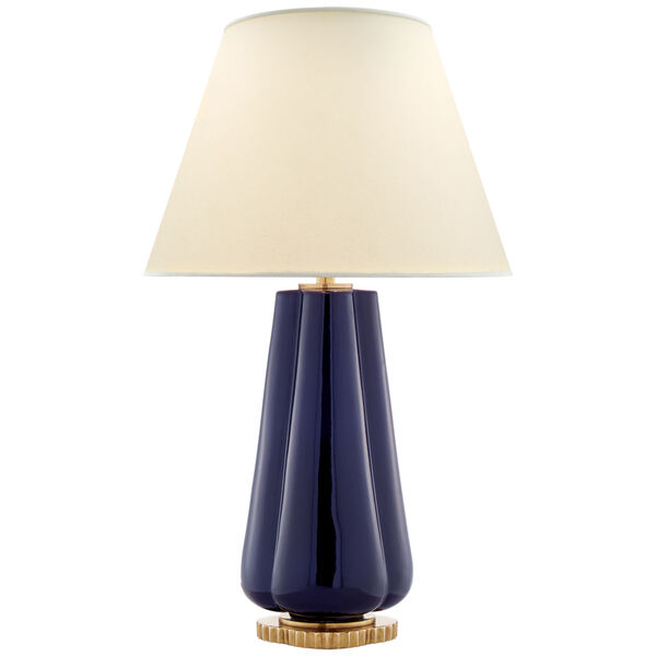 Penelope Table Lamp in Denim with Natural Percale Shade by Alexa Hampton, image 1