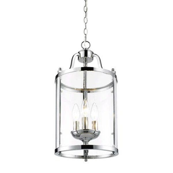 Payton Chrome Three-Light Pendant with Clear Glass, image 4