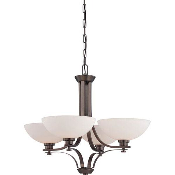 Bentley Hazel Bronze Finish Four Light Chandelier with Frosted Glass, image 1