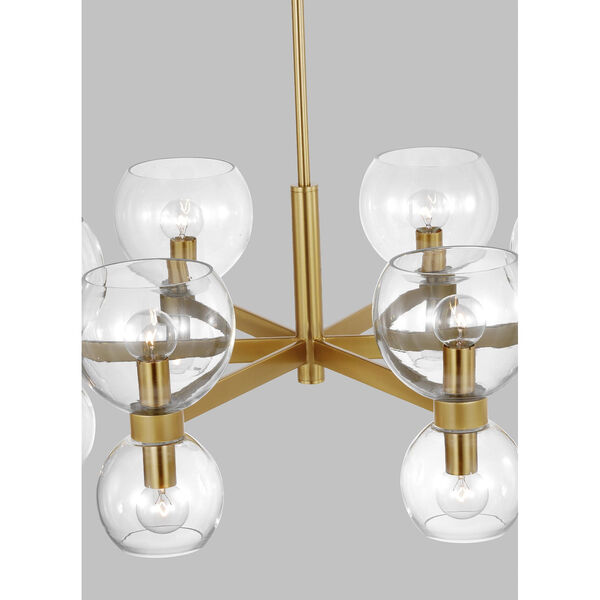 Londyn Burnished Brass 12-Light Chandelier with Clear Shade, image 2