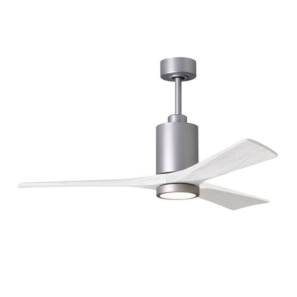 Patricia-3 Brushed Nickel and Matte White 52-Inch Ceiling Fan with LED Light Kit, image 1