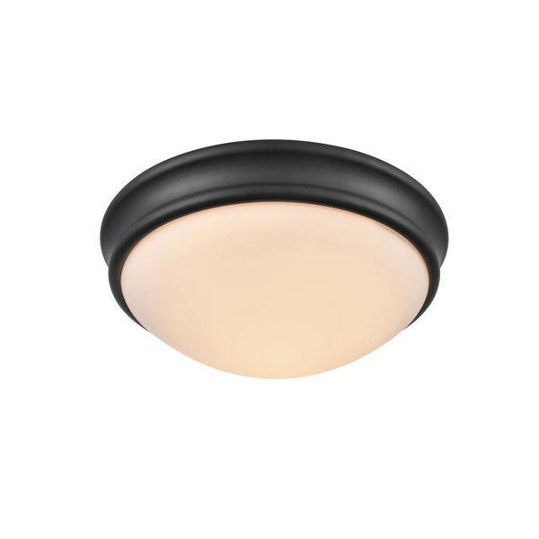 Matte Black One-Light Flush Mount With Etched White Glass, image 4