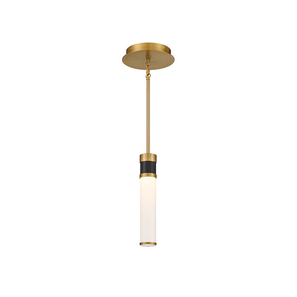 Abel Matte Black with Warm Brass Accents Integrated LED Mini-Pendant, image 3