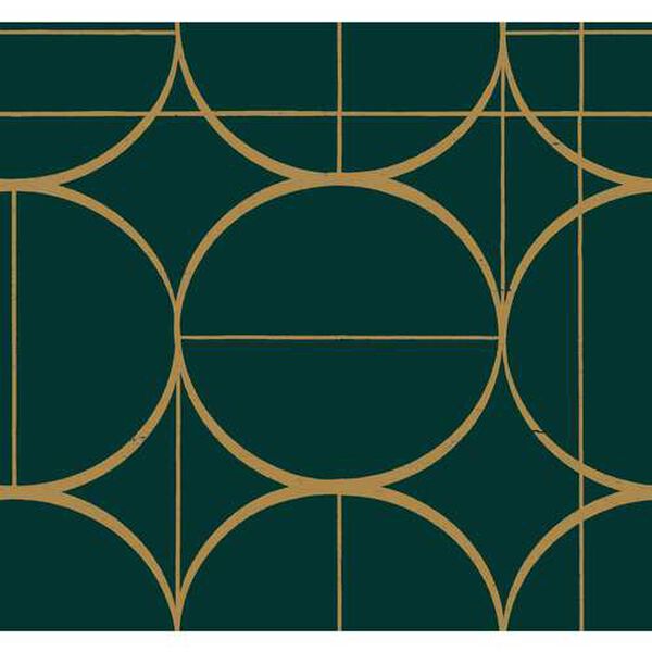 Sun Circles Emerald and Gold Wallpaper, image 2