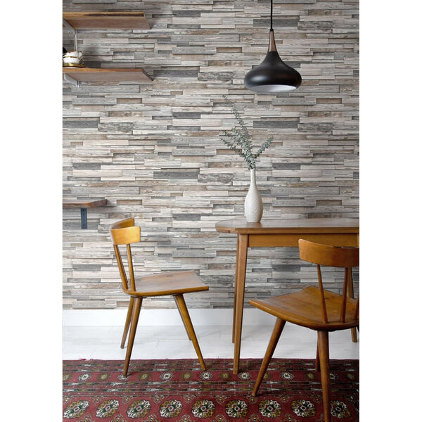 NextWall Gray Reclaimed Wood Plank Peel and Stick Wallpaper, image 3