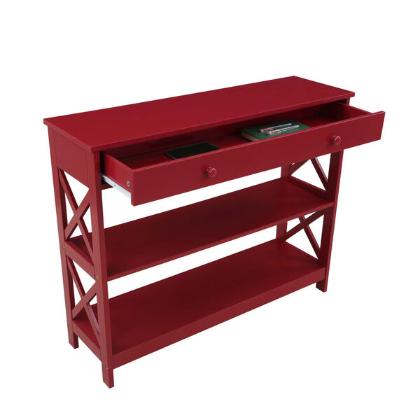 Oxford One Drawer Console Table in Cranberry Red, image 5