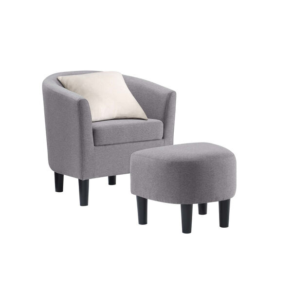 Take a Seat Cement Gray Linen Churchill Accent Chair with Ottoman, image 3