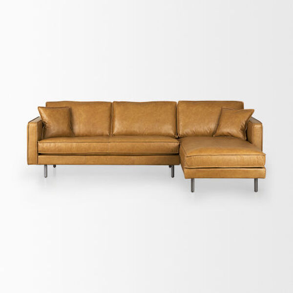 DArcy Tan Leather LEFT Chaise Sectional Sofa, image 2