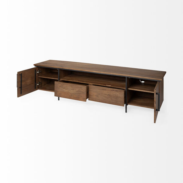 Maddox Brown Solid Wood TV Stand Media Console with Storage, image 5