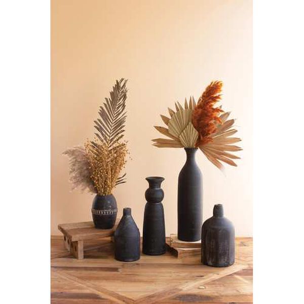 Ceramic Modern Black Clay Vases, Set of Five, image 1