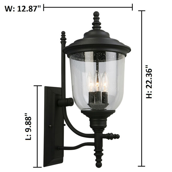Pinedale Matte Black 10-Inch Three-Light Outdoor Wall Sconce, image 2