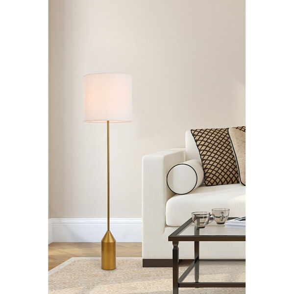Ines Brass and White One-Light Floor Lamp, image 2