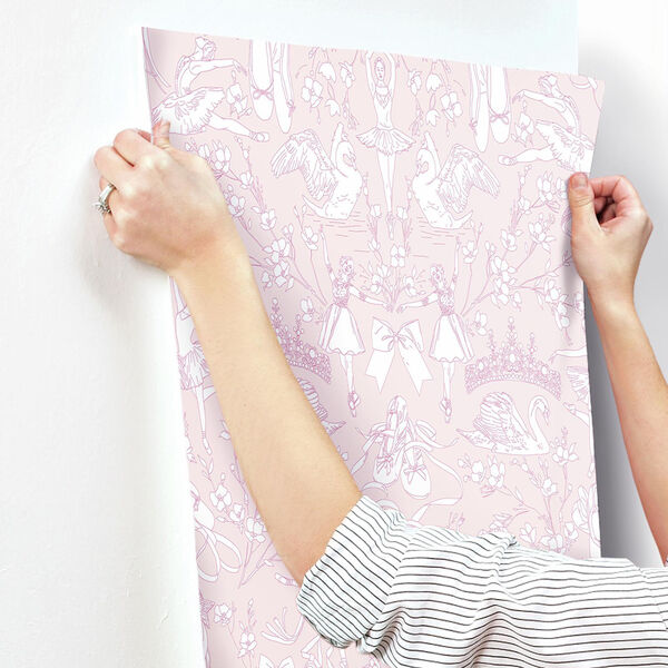 A Perfect World Bright Pink Ballet Toile Wallpaper, image 3