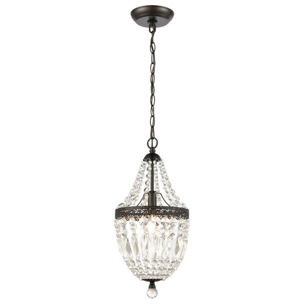 Dark Bronze and Clear Crystal 18-Inch One Light Mini Chandelier, image 2